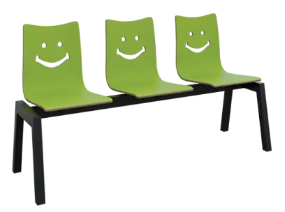 SMILE 3, dřevěná lavice do čekárny, 3-sedák, zelená, kostra černá